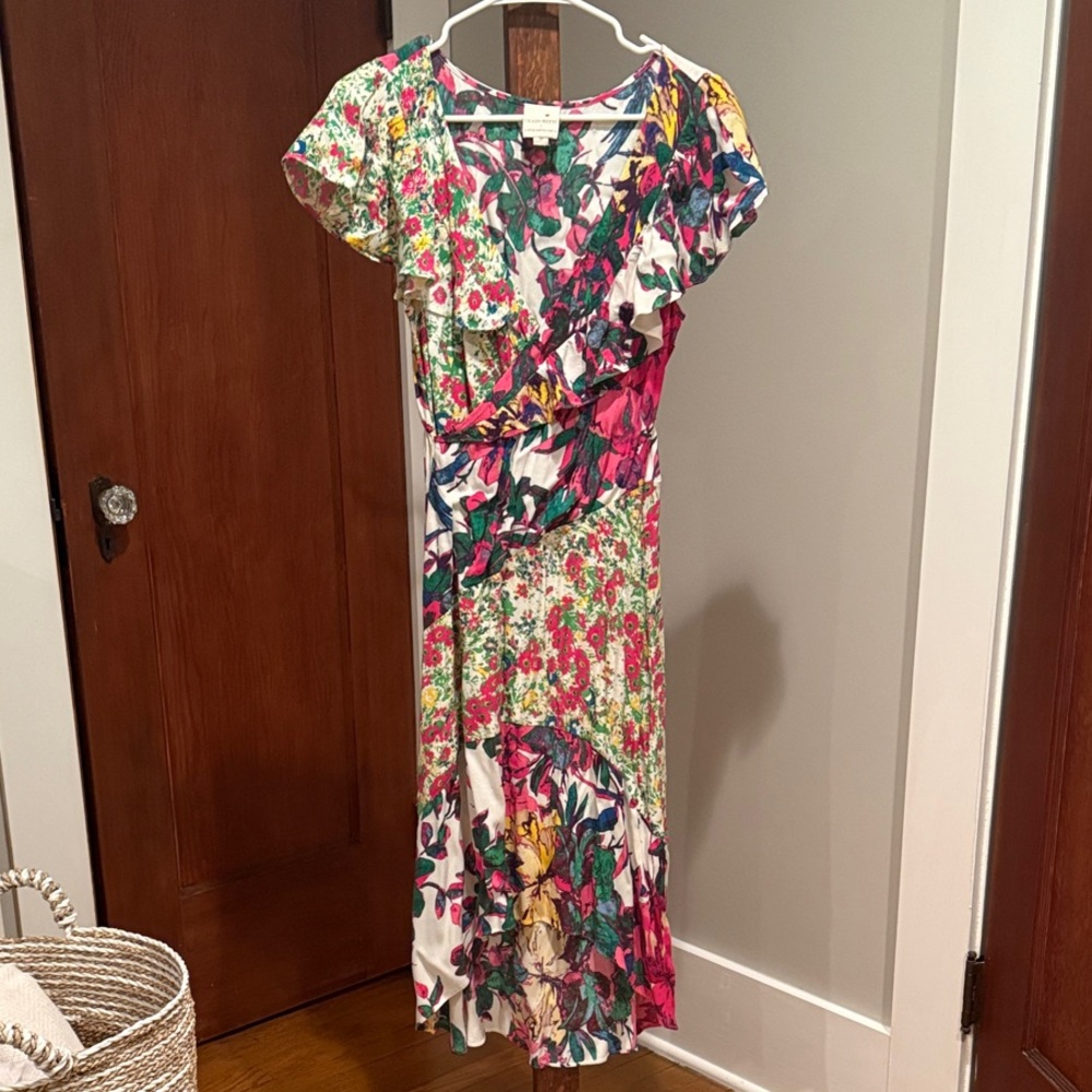 Anthropologie Tracy Reese Floral Ruffle Wrap-Style Maxi Dress Size XS